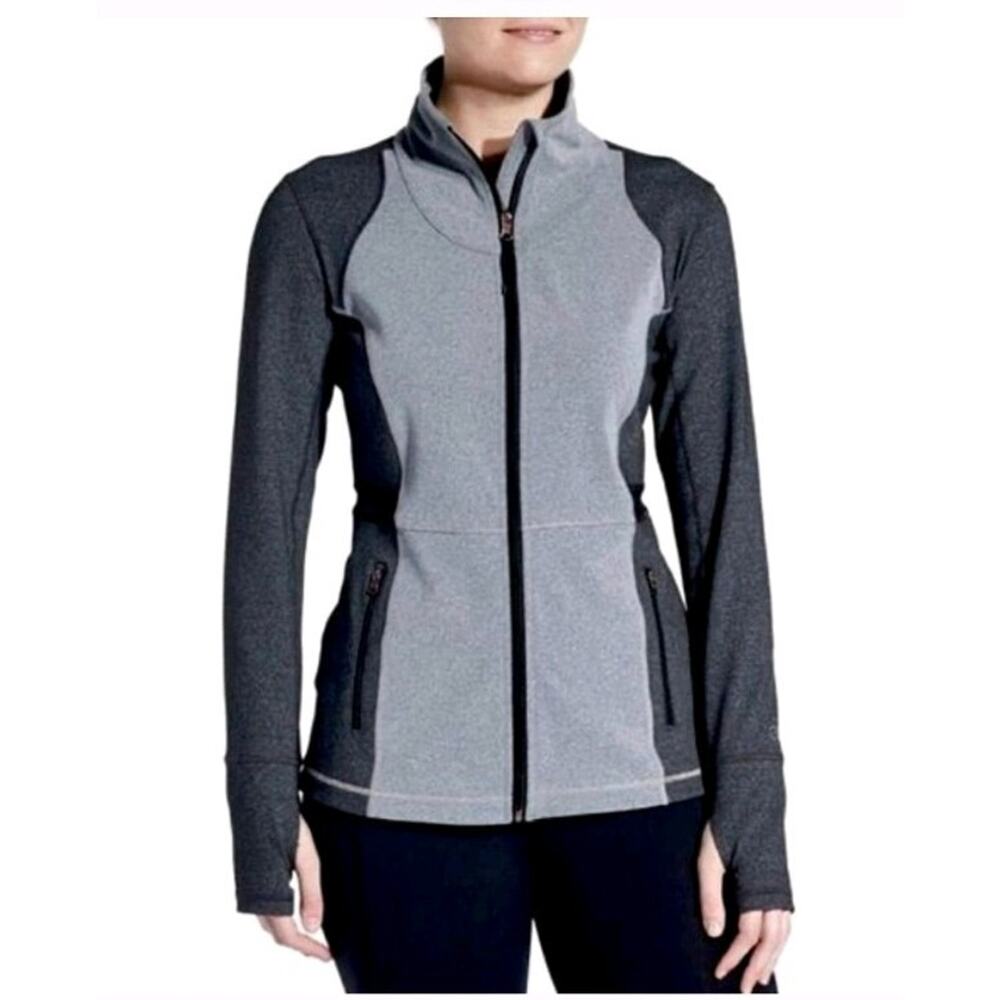 Calia by Carrie Underwood Two-Tone Grey Stretch Full Zip Pockets Jacket Sz Med